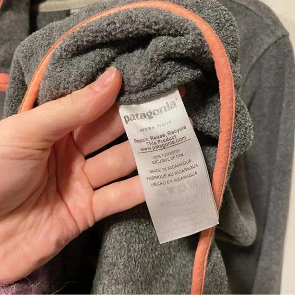 Patagonia Synchilla Snap T Grey/Peach Orange Fleece Size Small - Picture 10 of 10